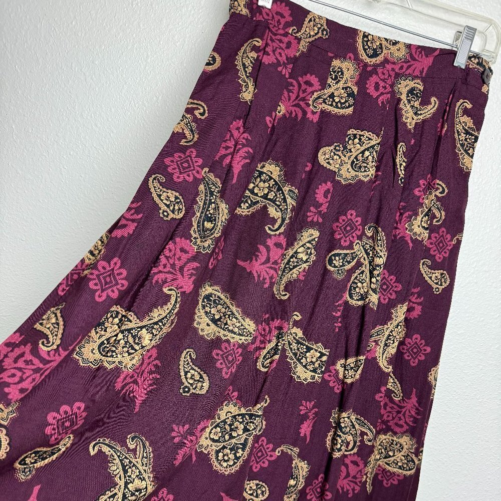 Vintage Worthington Wine /Burgundy Folds Skirt Size 10